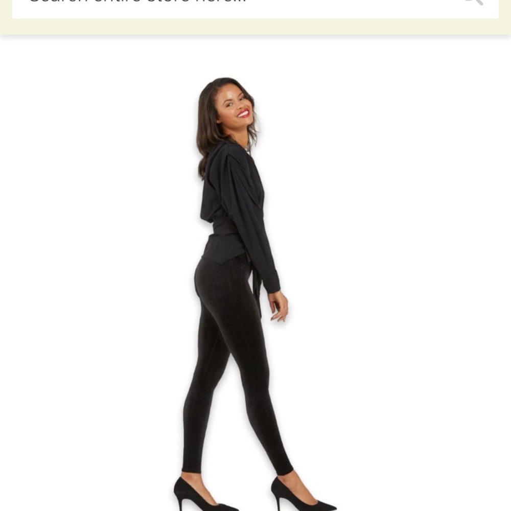 SPANX Very Black Classic High-Waist Velvet Leggings Large - Picture 12 of 12